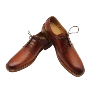 men's tan perforated leather derby shoes