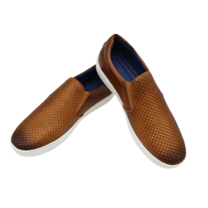 men's woven leather slip on sneakers