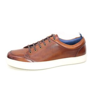 men's tan perforated leather sneakers
