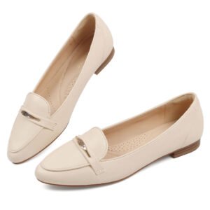 chic nude pointed toe loafers