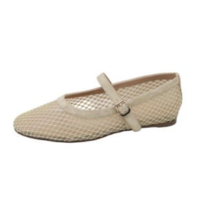 crystal embellished mesh mary jane ballet flats