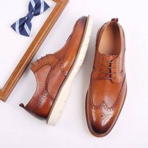 ample men's genuine calf leather derby lightweight shoes